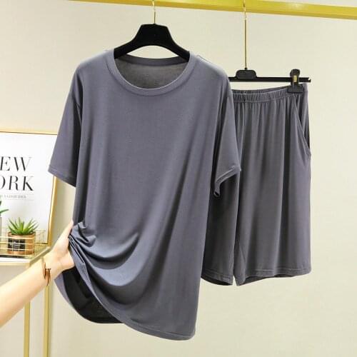 Factory direct sales Modal mens short-sleeved shorts pajamas summer thin cool solid color knitting Modal can be worn in large s