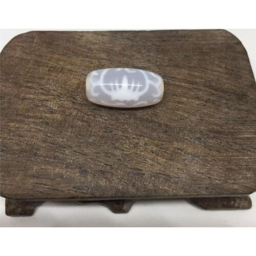 Rare Patterns Special Water Lotus 10mm*20mm White Color Natural Agate Amulet Dzi Beads for Bracelet DIY Jewelry Making