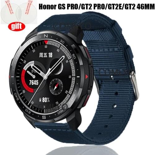 3in1 wristband for huawei watch gt2 pro smartwatch strap Bands Nylon Canva for honor watch GS Pro band glass screen protector