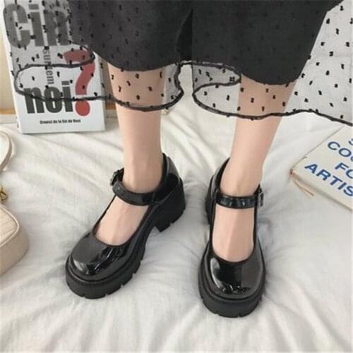 Rimocy 2020 New Black High Heels Shoes Women Pumps Fashion Patent Leather Platform Shoes Woman Round Toe Mary Jane Shoes Mujer