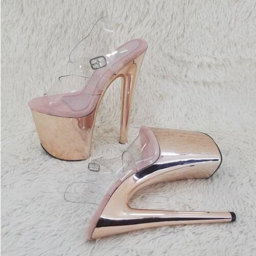 Leecabe 20cm/ 8inches PVC upper platform high heel sandals pole dance shoes
