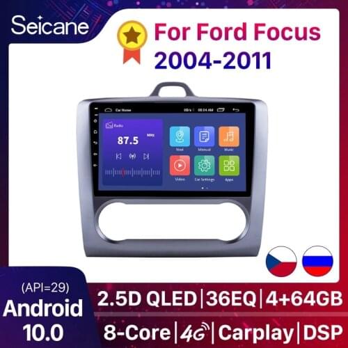 Seicane 2 DIN 9 Inch Android 10.0 DSP GPS Navigation Touchscreen Quad-core Car Radio For 2004 2005 2006-2011 Ford Focus Exi AT