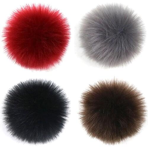 10cm DIY Faux Fur PomPom Artificial Fox Hairball Hat Ball Pom Pom Handmade Large Hair Ball Hat With Rubber Band For Hat Shoes
