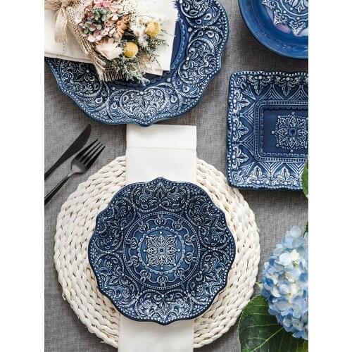 European Style Dinner Plates Fashion Creative Unique Vintage Dinner Plates Set Porcelain Vajilla Platos Eating Utensils EI50TZ