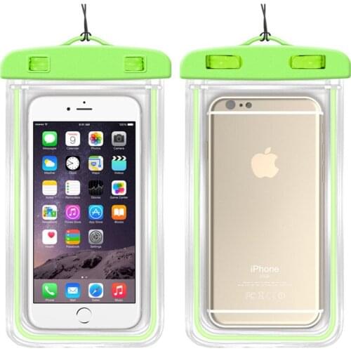 Mobile Phone Luminous Swim Bags Transparent Waterproof Swimming Case For All Cell phone Less than 6 inches