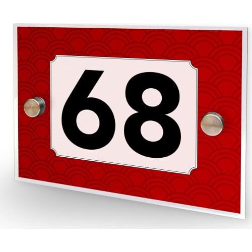 DIY House Number Red Waves Pattern A6 Size House Hotel Room Door Number Sign Plaque