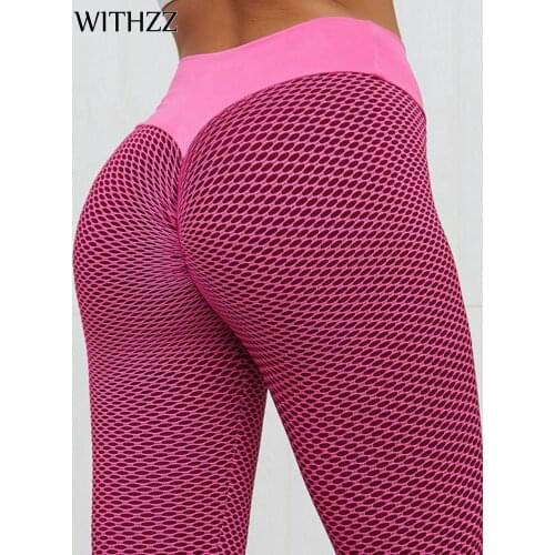 WITHZZ Sportleggings Women Leggins Elbows for Fitness Legging Legins Vrouwen Tayt Jacquard High Waist Stereo Grid Slim Pants