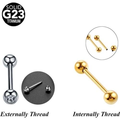 1Pc 14G Tongue Rings Titanium Piercing Internally Thread Screw Tongue Studs Barbell Tragus Helix Piercing for Body Jewelry