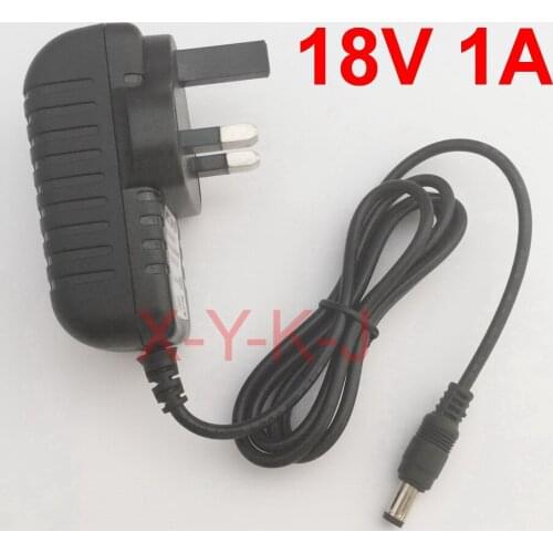1PCS 18V 1A High quality IC solutions AC 100V-240V Converter Adapter DC 18V 1A 1000mA Power Supply UK Plug 5.5mm x 2.1-2.5mm