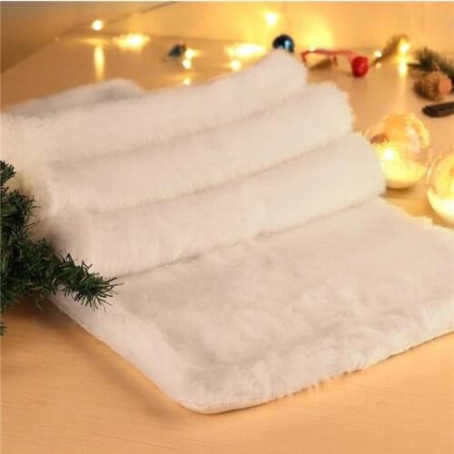 1Pc Luxury Cover Fluffy Modern Party Table Runner Faux Fur Thick Christmas Snowy White Holiday Soft Rectangle Home Decoration