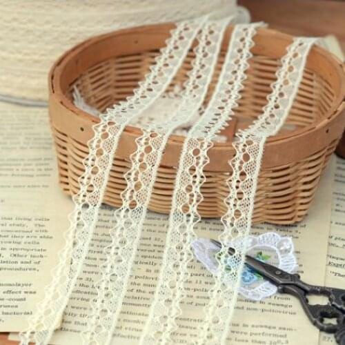 10 Meters/lot Width 1.5cm Beige Embroidery Lace Trim DIY Handmade Patchwork Ribbon Sewing Supplies For Wedding Party Garment