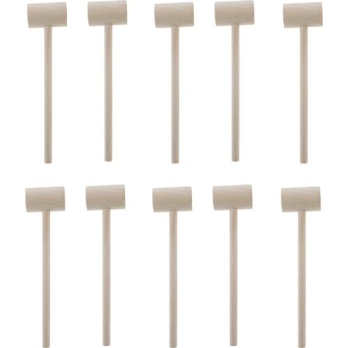 10pcs Wooden Hammer Toy Lobster Mallet Beating Gavel for Kids Small Wood Mallet