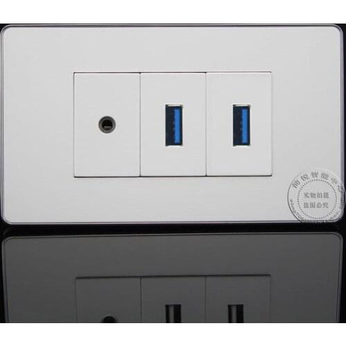 120MM Wall Face Plate 3.5mm Earphone Jack + Dual 3.0 USB Socket Assorted Panel Faceplate