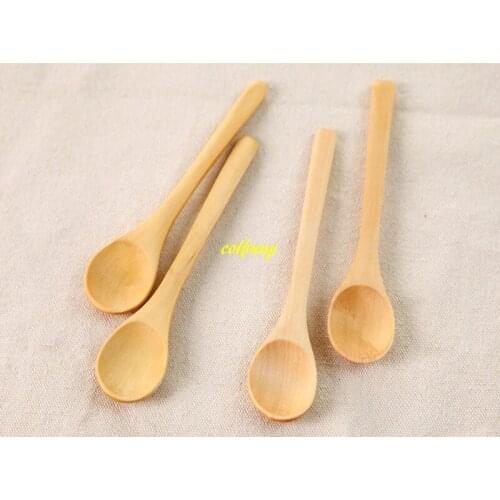 200pcs/lot 13cm Mini Wooden Spoon Kitchen Cooking Teaspoon Condiment Utensil Coffee Spoon Kids Ice Cream Tableware Tool