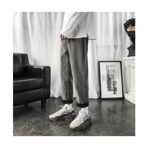 2021 Mens Leisure Cotton Casual Pants Loose Trousers Active Elastic Harem Pants Black/grey Color Sweatpants M-3XL