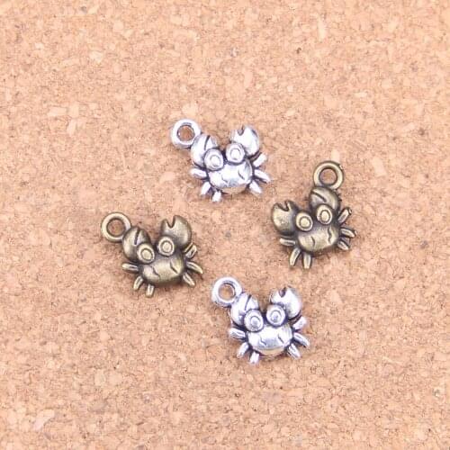 24pcs Charms crab 12x11mm Antique Pendants,Vintage Tibetan Silver Jewelry,DIY for bracelet necklace