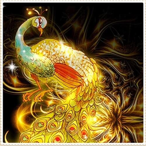 KEXINZU 3D DIY Diamond Painting Golden peacock Full Square Diamond Embroidery Animal Mosaic Rhinestone wedding Decoration