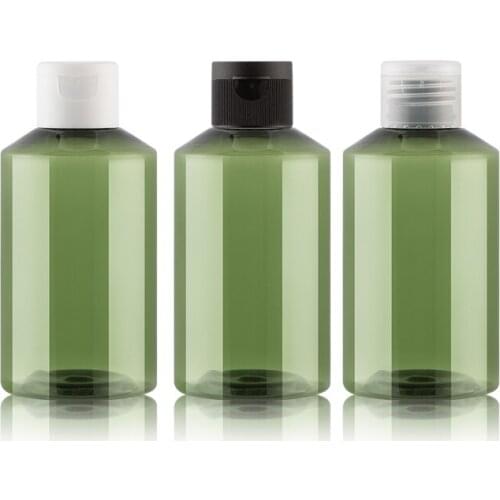 40pcs 200ml Empty green PET Bottle with Flip lid 200cc Cosmetic Refillable Package Conatainer Shower Gel shampoo liquid bottle