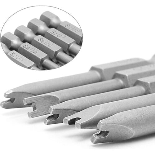 5 Pcs 1/4 Inch S2 Hex Magnetic U Shaped Screwdriver Bits Tools 50mm Length U4-U Hand Tools