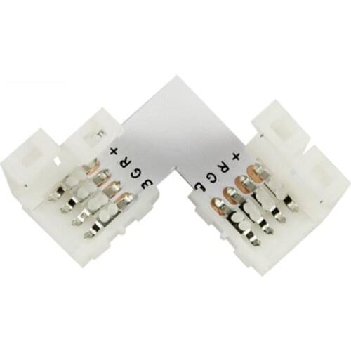 5pcs L shape 4 Pins Connector 10mm for 5050/3528 RGB 4 conductor Quick Splitter Right Angle Corner Connector LED Strip light