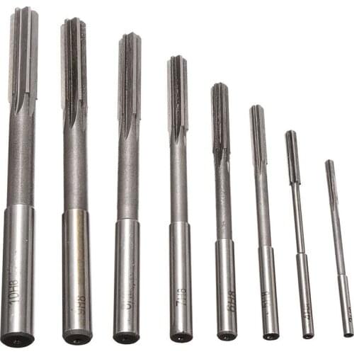 8pcs/set HSS H7 Machine Reamer Straight Shank Chucking Reamers Set Cutter Tool 3/4/5/6/7/8/9/10mm
