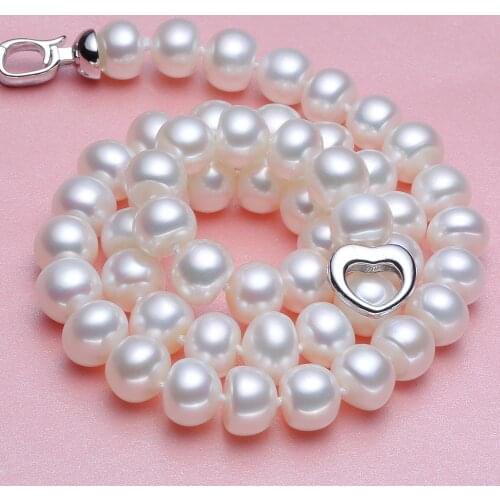925 silver real natural big Kano Cindy [thick love] send mother 9-10 fresh water pearl necklace, strong light clavicle chain, si