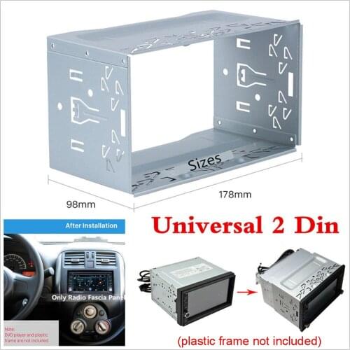 Car Double 2 Din Universal Radio Panel Mounting Cage Frame set Fascia Panel Stereo Radio Frame Durable Metal for peugeot #819