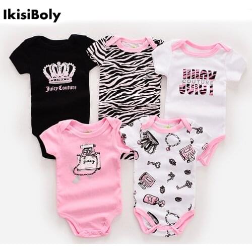Baby Girls Bodysuits 5-Pack Set Short Sleeve Clothes for 3-12M Newborn Bebe Toddlers Summer Cotton Rompers Onesies 2021