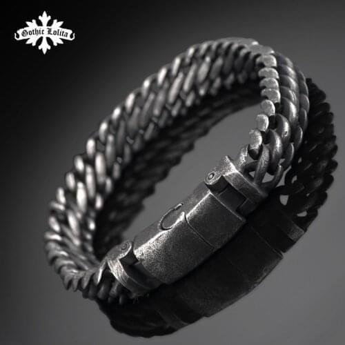 High quality brief Black vintage punk bracelet for men stainless steel fashion Jewelry
