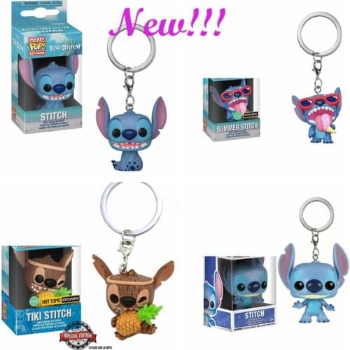 FUNKO Disney Summer STITCH Keychain Movie TV Vinyl Figure Key Chain TIKI STITCH Scented Action Figure Pendants Keyring Toys
