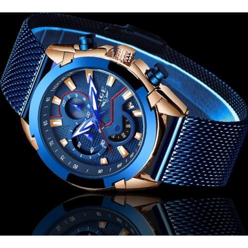 Reloj Hombre LIGE Fashion Casual Mens Watches Top Brand Luxury Waterproof Calendar Quartz Watch Men Classic Sport Chronograph