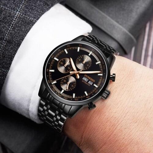 RUNOSD Mens watch luxury multifunctional sports fashion mechanical movement sapphire crystal stainless steel 8332GC