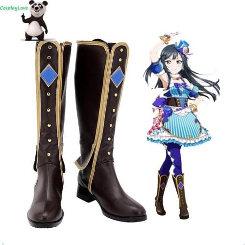 CosplayLove Lovelive All Star Yuki Setsuna Brown Cosplay Shoes Long Boots Leather Custom Made
