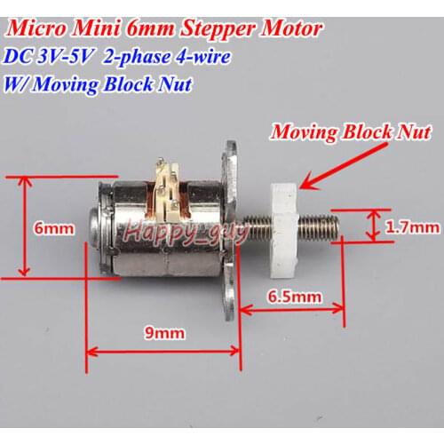 DC 3V-5V 6mm*9mm Micro Stepper Motor 2-phase 4-wire Steppering Motor Linear Actuator Screw Block Slider Nut Moving Block Nut