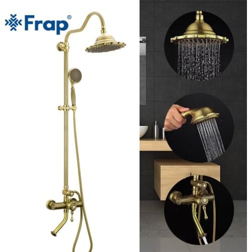 FRAP Shower System bathroom shower faucet mixer bronze antique style rain shower set waterfall bath faucet system tapware