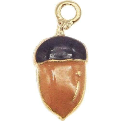 Julie Wang 10PCS Alloy Enamel Pine Cones Charm Pendants for Women Bracelet Necklace Jewelry DIY Keyring Bag Decor Accessory