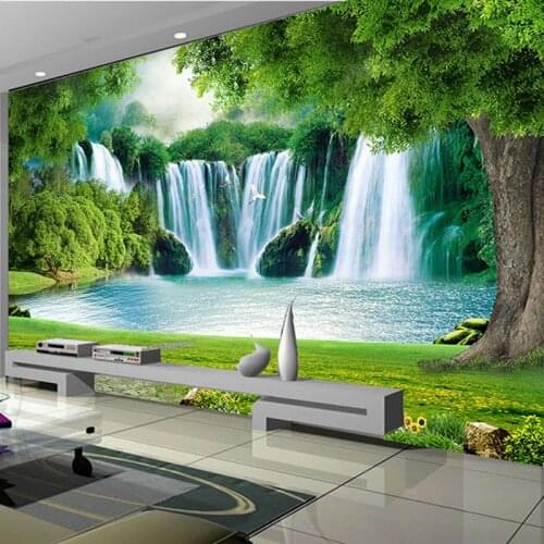 Custom Photo Wallpaper 3D Waterfall Nature Landscape Wall Painting Living Room Bedroom Home Decor Waterproof Wall Paper For Wall