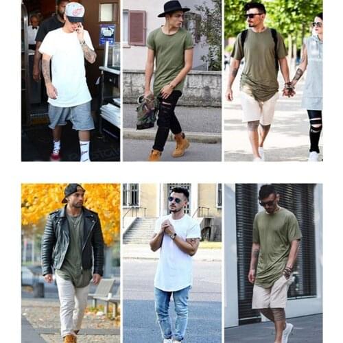 2020 Fashion Summer Mens T Shirt Extended T-Shirt Men clothing Curved Hem Long line Tops Hip Hop Urban Blank