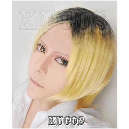 Haikyuu!! Volleyball Kenma Kozume Kozumekenma Short Blonde And Black Heat Resistant Cosplay Costume Wig