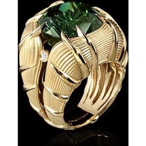 Huitan Luxury Gold Color Ladys Finger Rings Unique Design Punk Hip Hop Party Cool Accessories Special-interest Women Jewelry