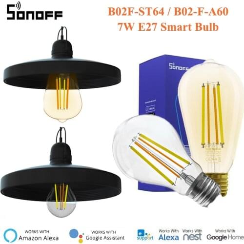 SONOFF 7W E27 Wireless WIFI Smart Bulb Lamp B02F-ST64 B02-F-A60 LED Light for eWelink APP Automation,Work with Alexa Google Home