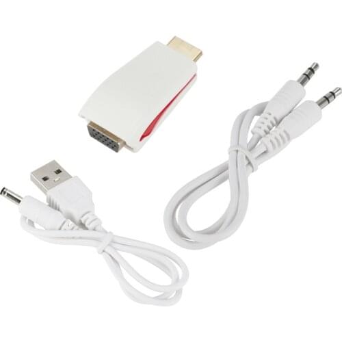 HDMI To VGA Adapter Converter Cable With Audio Cable Support HD 1080P For PC Laptop With Retail Package