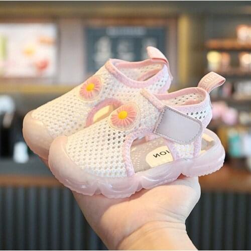 Summer New Flower Girl Mesh Hollow Outs Sandals Children Baby Shoes Girls Boys Sandals Casual Children Footwear Floral Sneakers