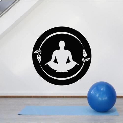 Posture Wall Decal Lotus Pose Yoga Center Meditation Room Mantra Interioration Decor Vinyl Window Stickers Art Leaf Mural M778