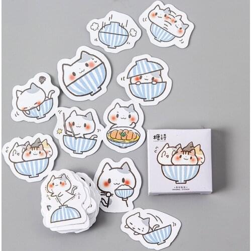 45Pcs/lot Cartoon Cat Sticker DIY Hand Gift Bag Sealing Kawaii Decoration Adhesive Tape Diary Stationery