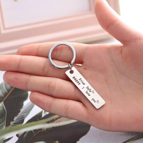 Oeinin Charms Key Chain Man Drive Safe Daddy Love You Keychain Bags Lovers Letter Color Keyring Stainless Steel Pendant Llaveros