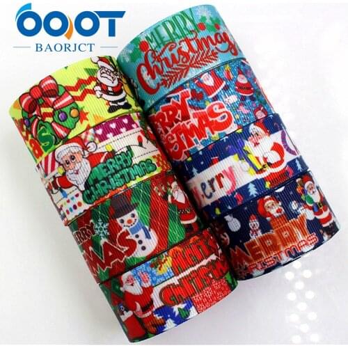 OOOT BAORJCT 177201 , 25MM Christmas Printed grosgrain ribbon,garment accessories hair accessories , DIY Handmade gift wrapping