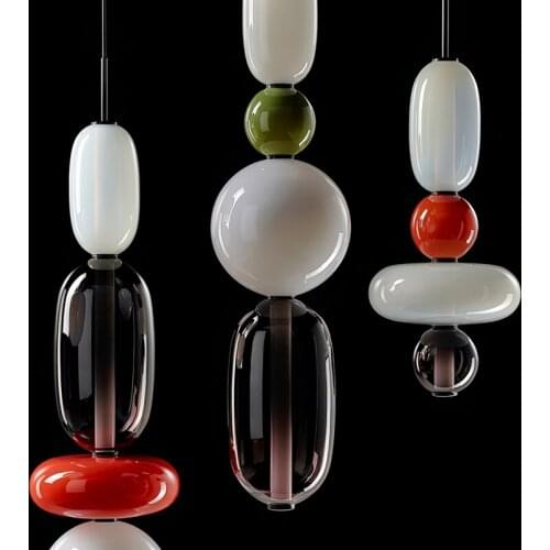 Nordic restaurant counter creative personality model room exhibition hall hotel lamp color LED glass pendant lamps for bedroom