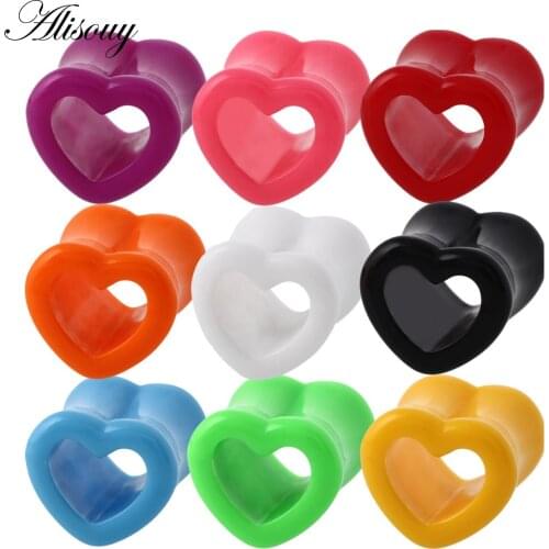 Ear Expander Piercings Heart Acrylic Ear Plugs Stretcher Expander 1 Pair Ear Piercings Studs Plugs Body Piercings 4-12mm