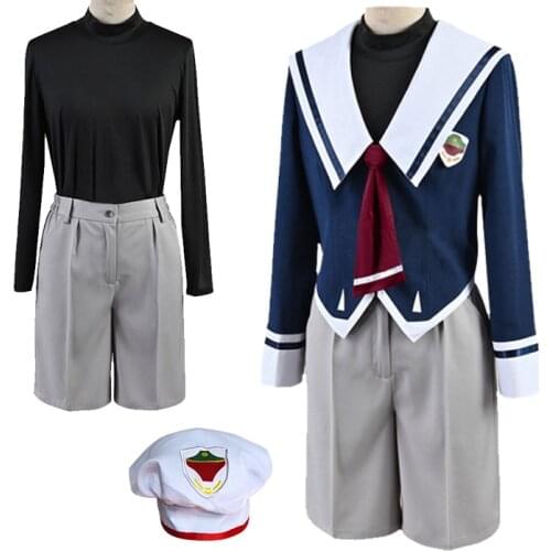 S-3XL Anime SK8 Miya Navy Tops Shorts Hat Tie Sets Cosplay Costume For Men Women Halloween SK8 the Infinity Clothes C122M112